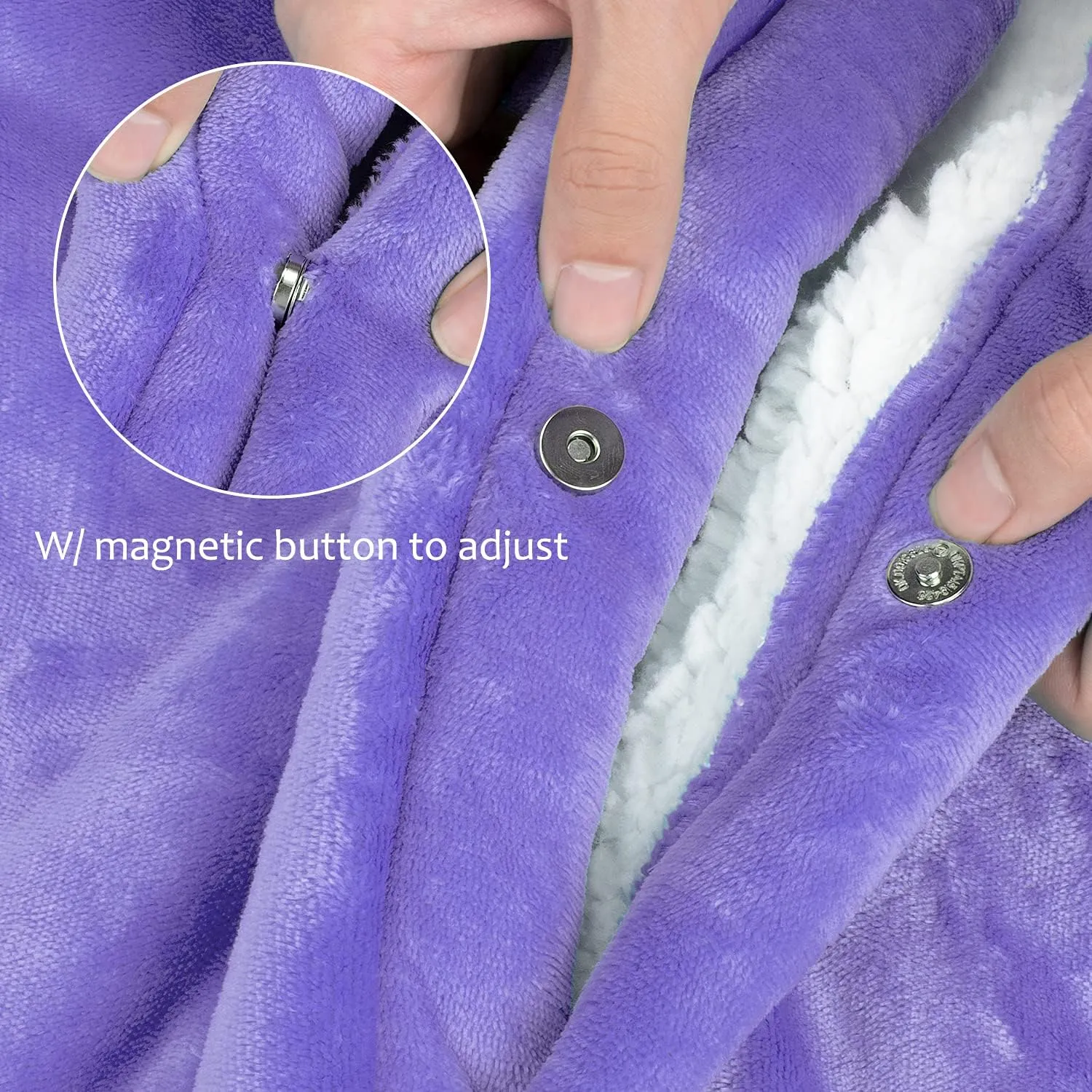 Tirrinia Sherpa Wearable Blanket Super Soft Comfy Plush Fleece Poncho for Adult Women Men Kids Throw Wrap Cover Indoors or Outdoors, 55''x 80'' Purple