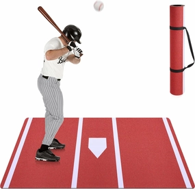 TOBWOLF Baseball Batting Mat, Softball & Baseball Hitting Mat with Home Plate for Batter, Anti-Slip Batting Cage Mat W/Batting Stance Alignment Guide for Swing Pitching Training