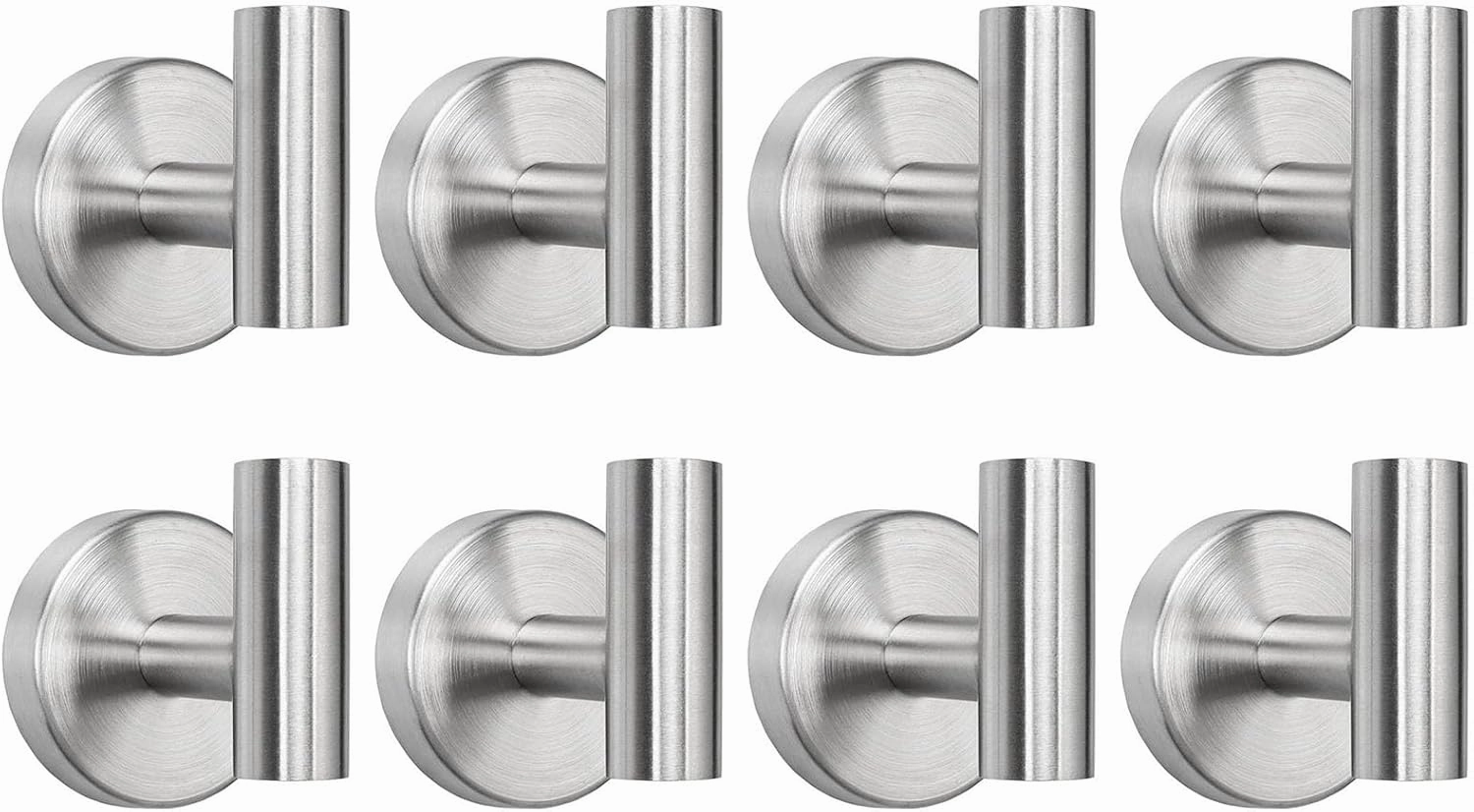 TocTen Towel Hook for Bathroom, 8 Pack Wall Mounted Robe Hook, SUS 304 Stainless Steel Coat Hook, Heavy Duty Door Hanger Towel Hook for Bathroom Kitchen Office and Cabinet(Brushed Nickel,8 Pack)