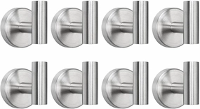 TocTen Towel Hook for Bathroom, 8 Pack Wall Mounted Robe Hook, SUS 304 Stainless Steel Coat Hook, Heavy Duty Door Hanger Towel Hook for Bathroom Kitchen Office and Cabinet(Brushed Nickel,8 Pack)