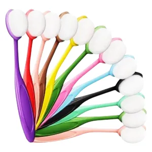 Toothbrush Shaped Colorful Makeup Brush For Foundation With Bendable Handle In Oval Shape A Versatile And Makeup Tool For Various Needs（12pc） Travel Makeup Brush (Pink, One Size)