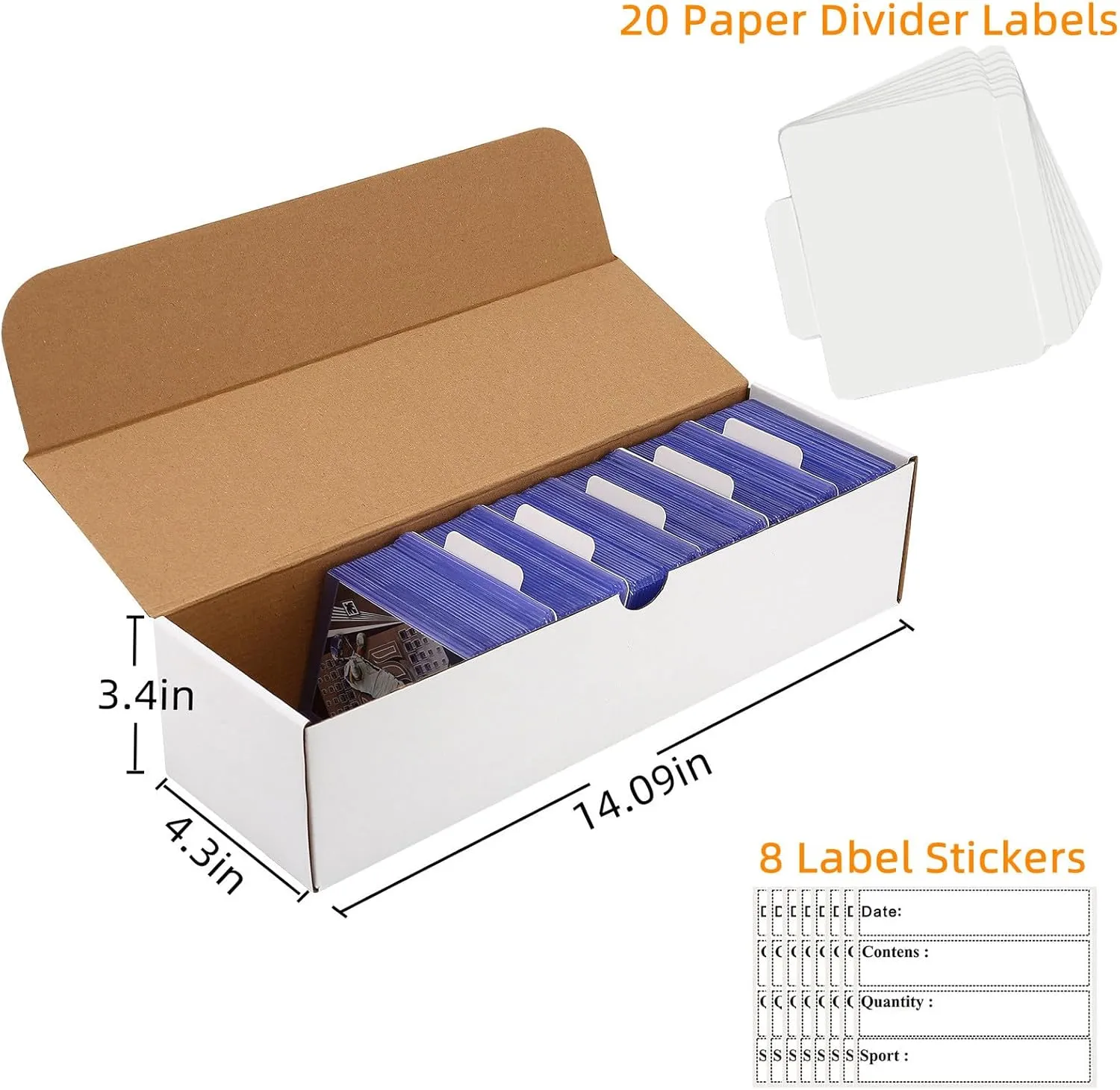 Top Loader Box 6-Pack – 5400 Count, Sports Card Organizer with 20 Dividers & Labels for TCG, MTG, Magic, Trading Cards- Archival Safe, Stackable Design