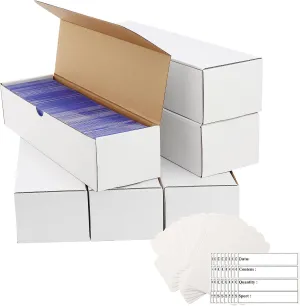 Top Loader Box 6-Pack – 5400 Count, Sports Card Organizer with 20 Dividers & Labels for TCG, MTG, Magic, Trading Cards- Archival Safe, Stackable Design