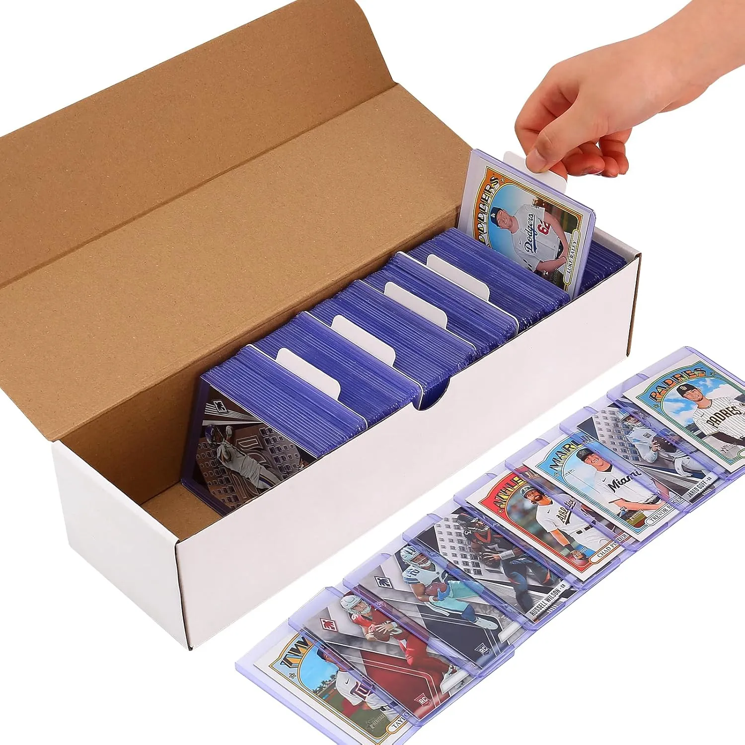 Top Loader Box 6-Pack – 5400 Count, Sports Card Organizer with 20 Dividers & Labels for TCG, MTG, Magic, Trading Cards- Archival Safe, Stackable Design