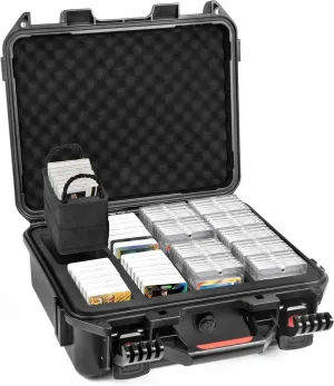 Toploaders Case Storage Box,Trading Card Waterproof Hard Case with 9 Dividers for Standard Card,One Touch,Sleeved Cards Holder Baseball Football Basketball Sports Game Cards