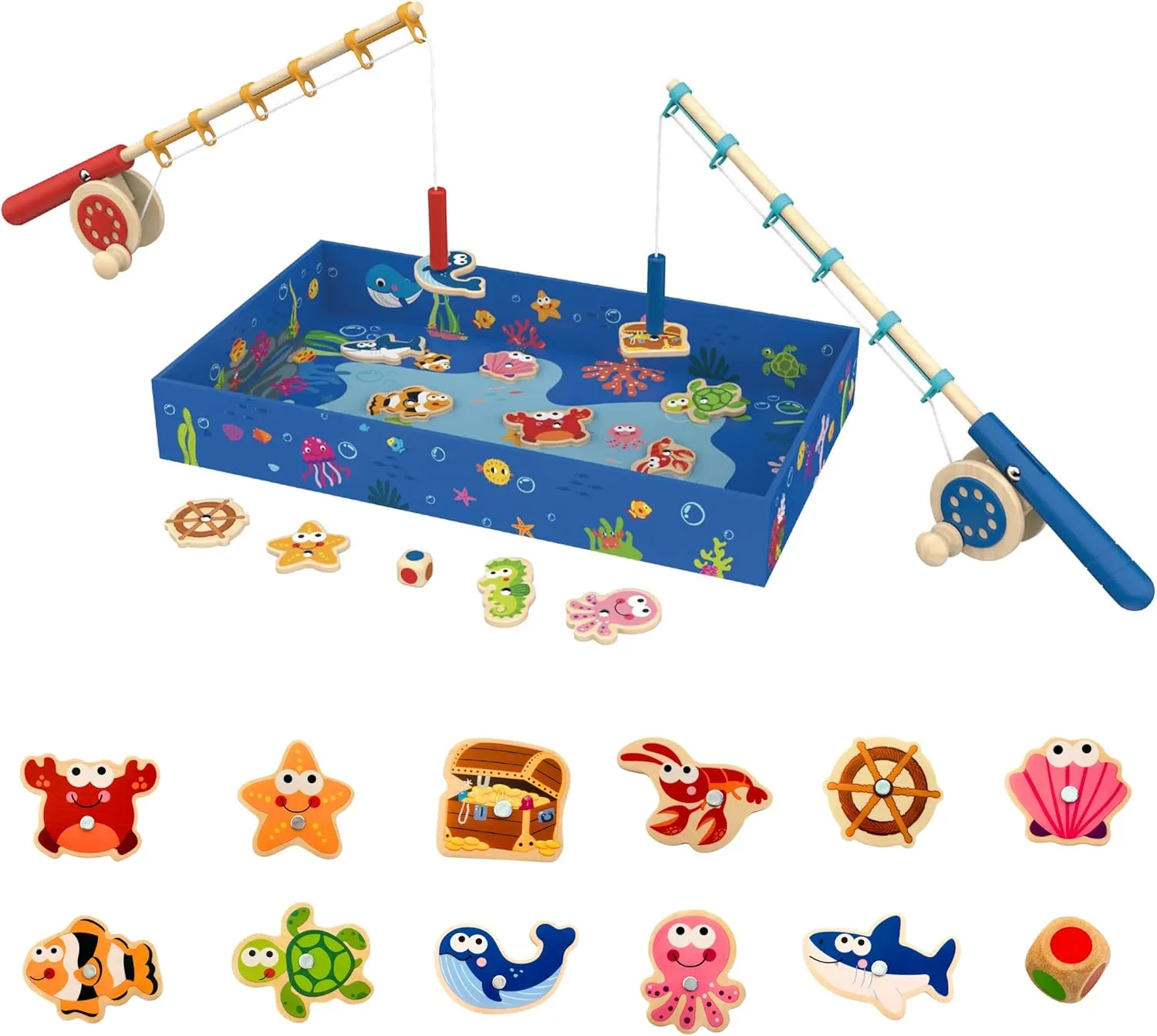TOYSTER'S Magnetic Fishing Game with 2 Magnetic Rods, Montessori Toy for Toddlers, Learning Fun, Interactive Play, Fine Motor Skills