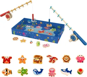 TOYSTER'S Magnetic Fishing Game with 2 Magnetic Rods, Montessori Toy for Toddlers, Learning Fun, Interactive Play, Fine Motor Skills