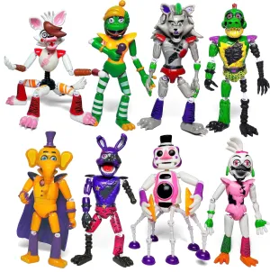 Toysvill 8 pcs Inspired by Game Five Night Toys | Ultimate Custom Night | FNAF Action Figure [Withered Bonnie, Orville, Mangle, Gator, Happy Frog, Roxanne Wolf, Chica, and Music Man]