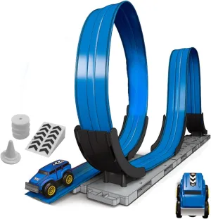 Track car，Vehicle Set Toys for Kids, Flexible Railway Tracks Roller Coaster Playset, Push Operated Toy Train with Light and Sound