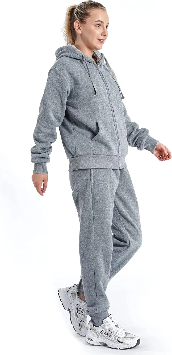 Track Suits for Women Set Sherpa lined Casual 2 Piece Outfits Sweatsuit