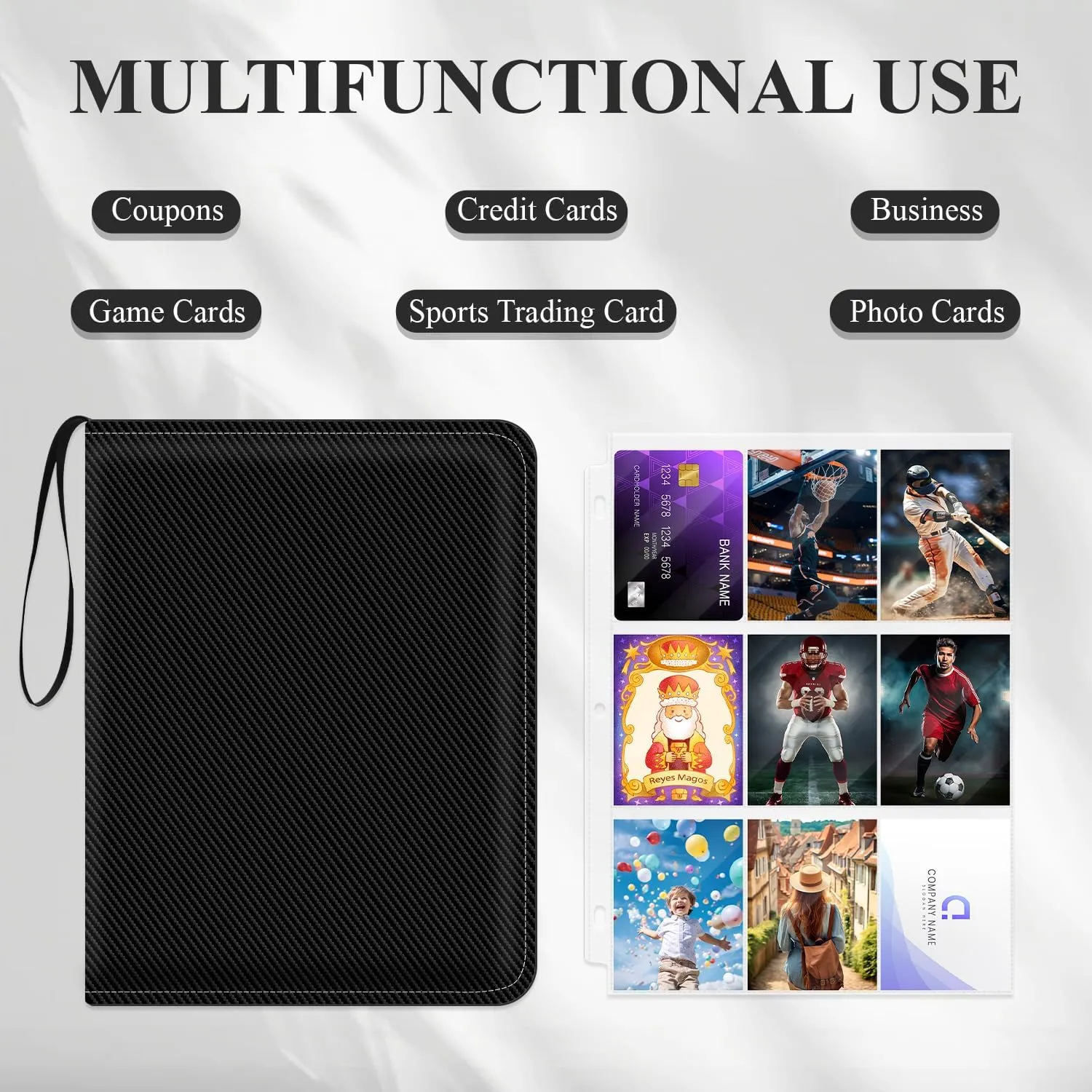 Trading Card Binder 9 Pocket, Toploader Binder with 900-Capacity Double-Sided Sleeves, Top Loader Binder for Cards, Baseball, Football, Sports, MTG, TCG Collector Album.
