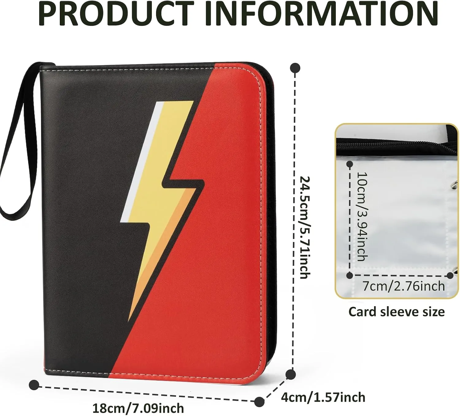 Trading Card Binder Album, 400 Pockets, 50 Removable 4-Pocket Pages, Waterproof (Black & Red)