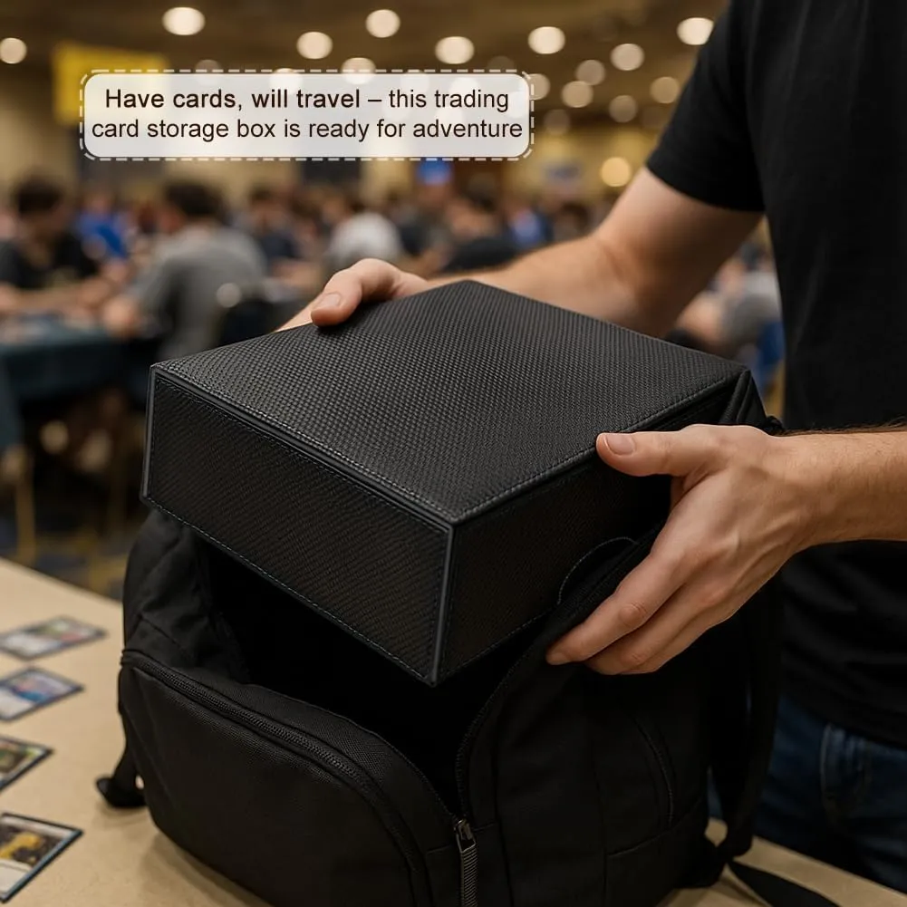 Trading Card Storage Box (3000  Cards Capacity) – Magnetic MTG Deck Box, Waterproof PU Leather, Thickened Material – Includes 24 Dividers, 4 Card Stands, 6 Cleaning Cloths – Card Box for TCG & YuGiOh