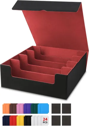 Trading Card Storage Box 4Rows, Holder 3200  Cards, Deck Case Organizer for MTG, Sports Card, Pokemon TCG, YUGIOH with 24 Dividers & 4 Foam Stoppers, Collector Bulk Boxes, Collection Albums Cases