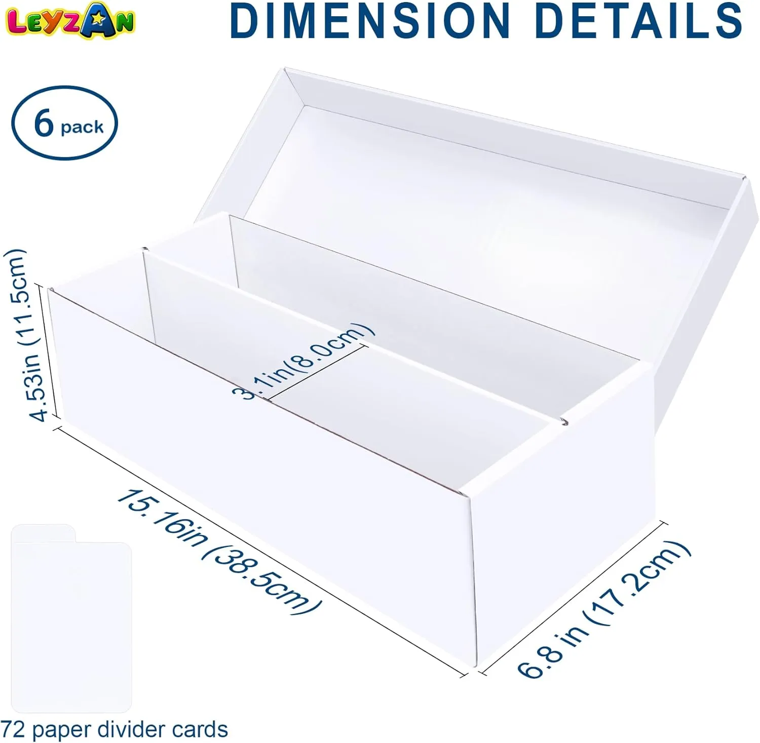 Trading Card Storage Box 6 Pack–1600 Count Cardboard Organizer with Dividers for MTG, TCG, Sports, Toploader
