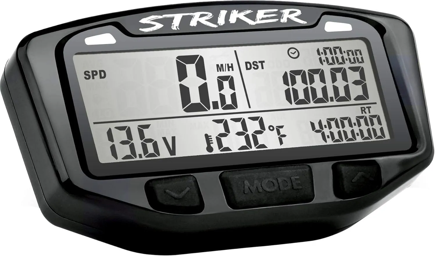 Trail Tech 712-112 Black Striker Speedometer Digital Gauge Kit with Volt Meter
