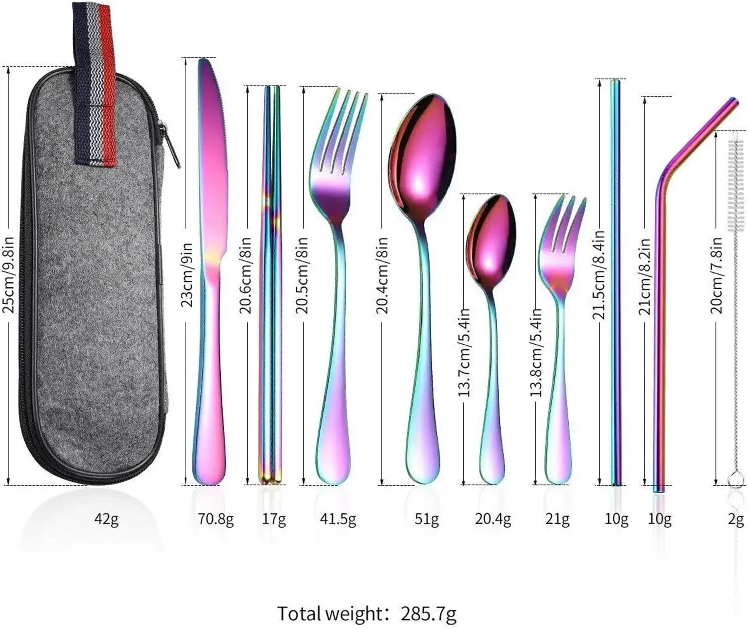 travel utensils 9Pcs/set Tableware Camp Cutlery Set Reusable Travel Utensils Set with stainless steel Spoon(Colorful)