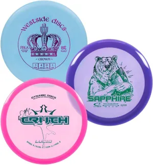 Trilogy Disc Golf Set | Contains 3 Random Dynamic Discs, Latitude 64, Westside Disc Golf Discs | Disc Golf Starter Set w/Putter, Midrange, Driver | Premium Plastic Frisbee Golf Discs Set | 3 Pack