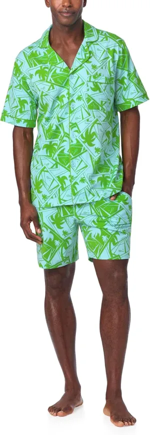 Trina Turk PJs Men's Short Sleeve Notch Collar & Shorts Sleepwear Pajama Set, Organic Cotton