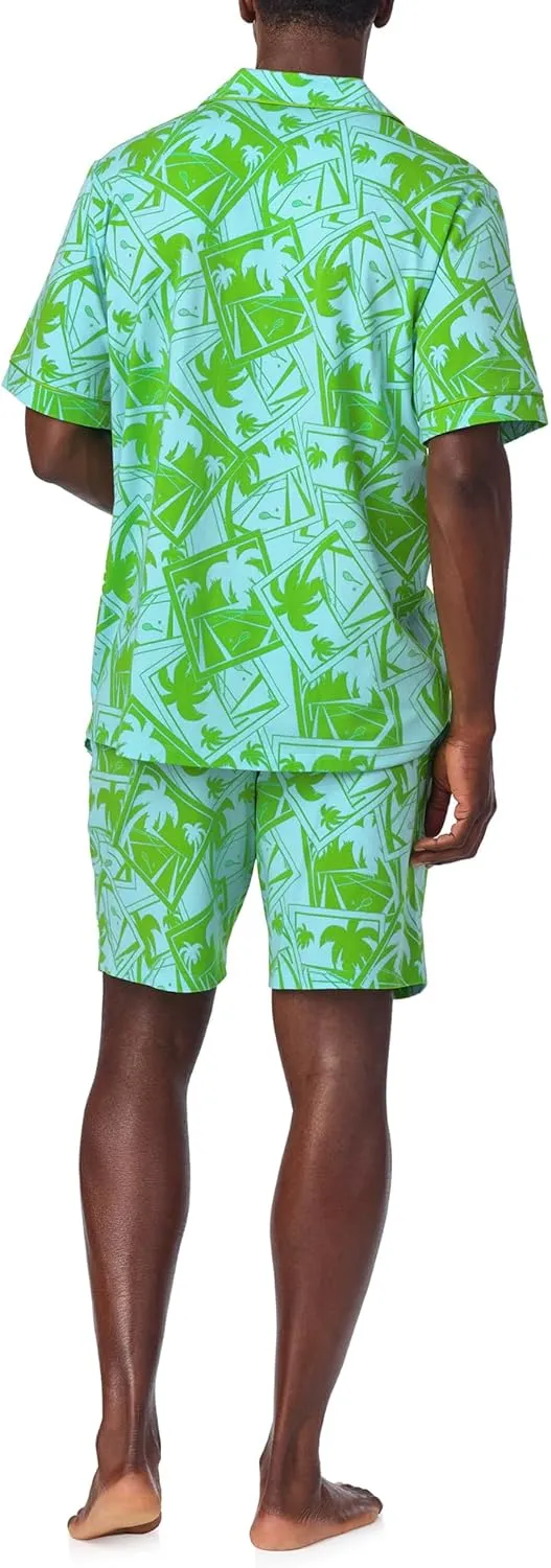 Trina Turk PJs Men's Short Sleeve Notch Collar & Shorts Sleepwear Pajama Set, Organic Cotton