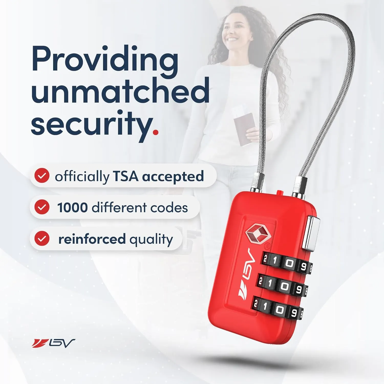 TSA Accepted Luggage Travel Lock, Set-Your-Own Combination Lock for School Gym Locker, Golf Bag, Luggage Suitcase Baggage Locks, Filing Cabinets, Toolbox, Case (Red, 4 Pack)
