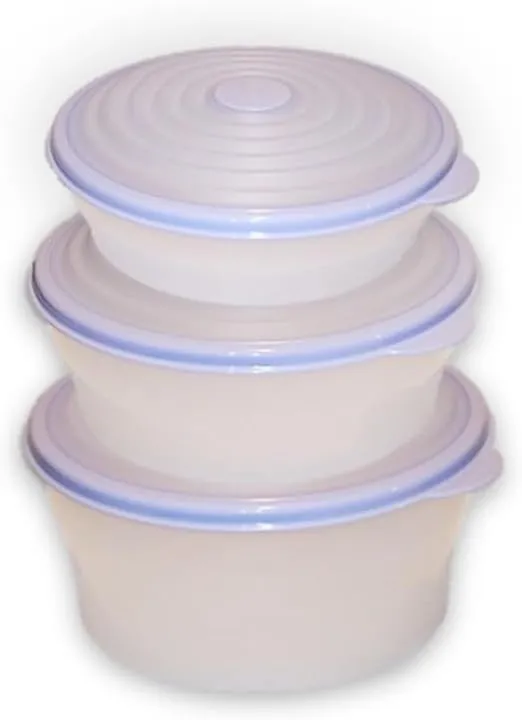 Tupperware Set of Three Stuffables Flexible Expandable Microwave Storage Containers with Blueberry Mist Seal (4 cup, 6 cup & 8 cup capacity)