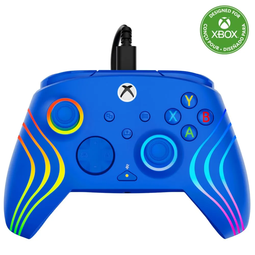 Turtle Beach Afterglow Wave Wired RGB Gaming Controller - Licensed for Xbox Series X|S, Xbox One & Windows PCs - Mappable Buttons, Hall-Effect Hair Triggers, Companion App - Blue