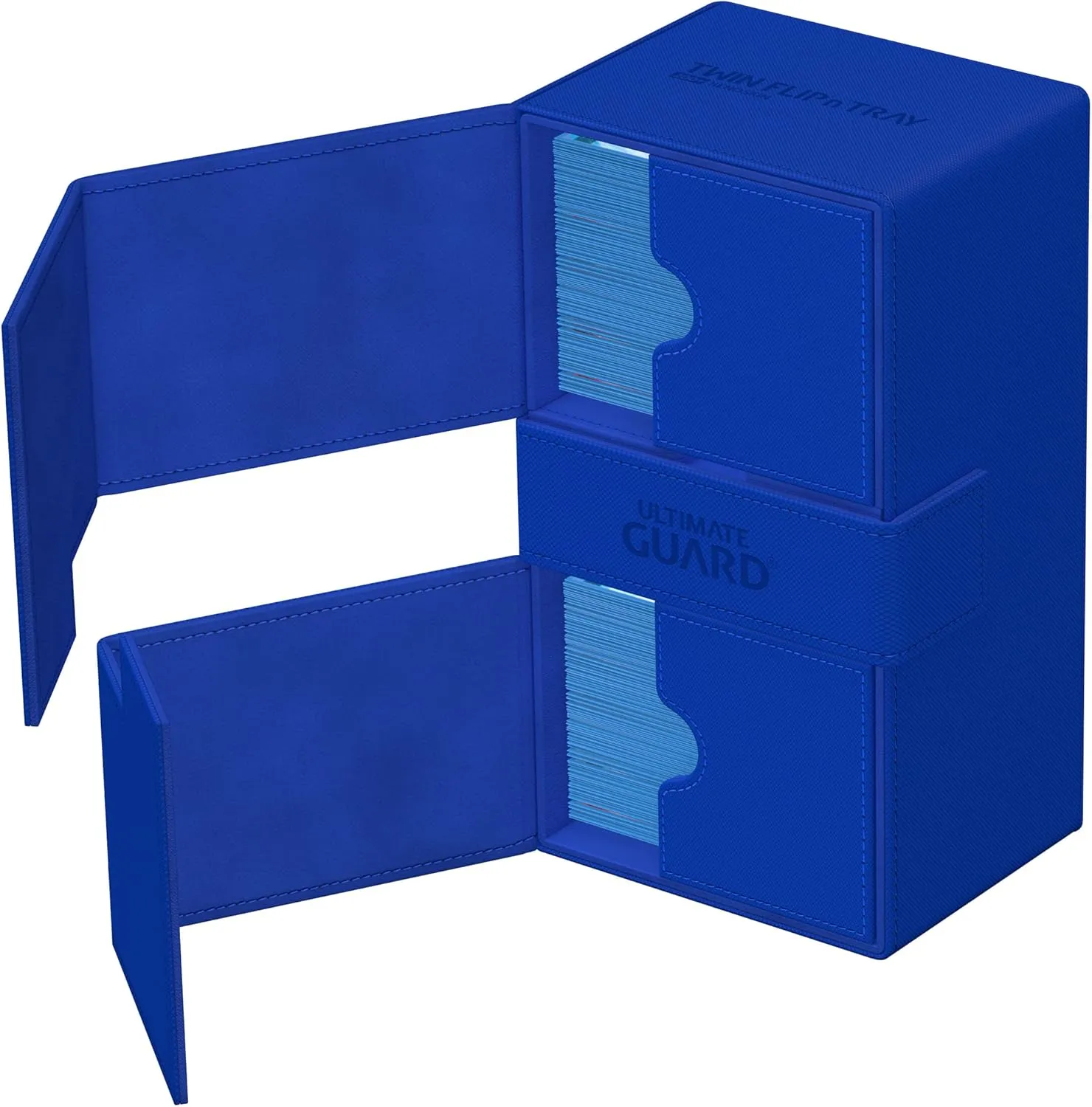 Ultimate Guard Twin Flip'n'Tray 200 , Deck Case for 200 Double-Sleeved TCG Cards   Dice Tray, Blue, Independent Magnetic Closure & Microfiber Inner Lining