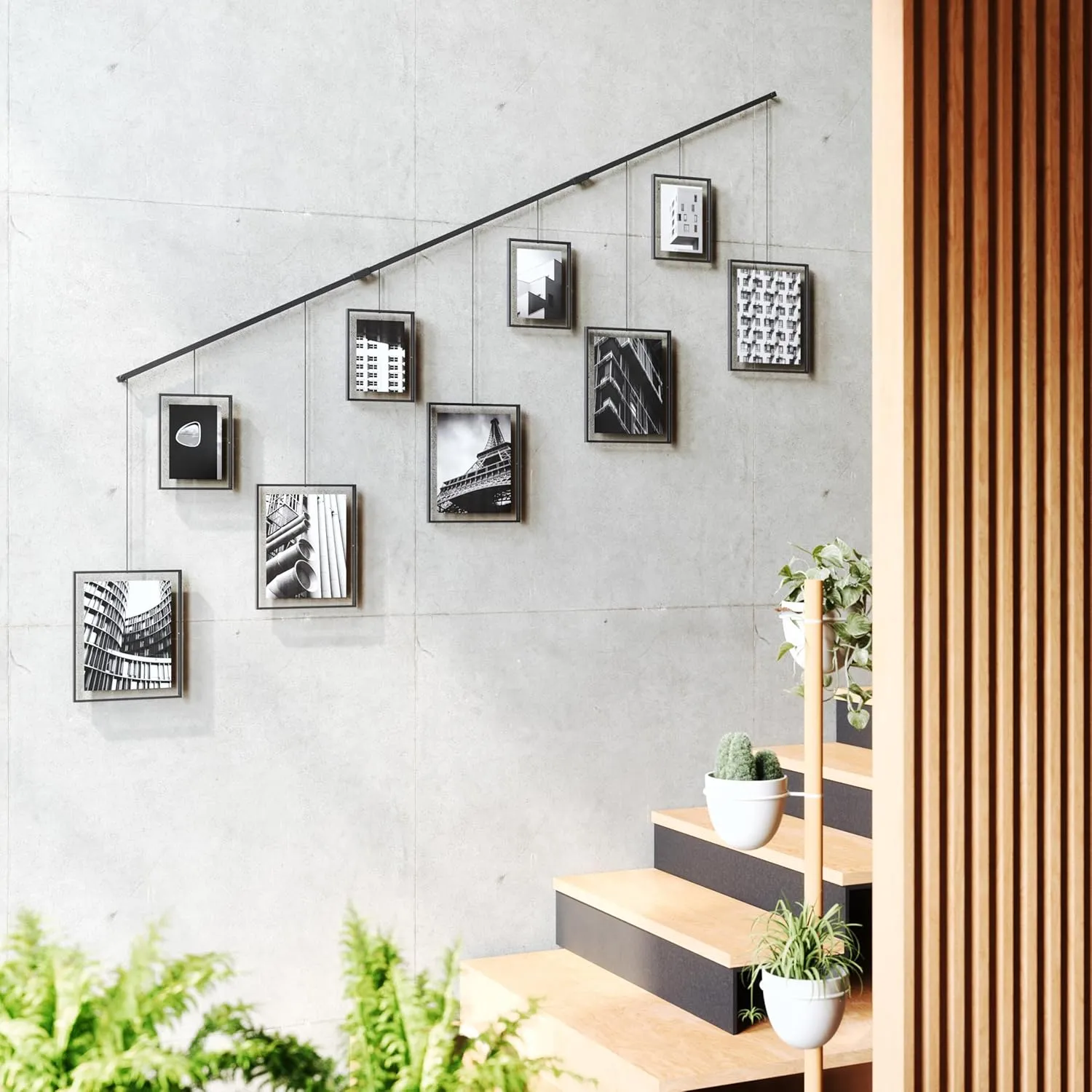 Umbra Exhibit Picture Frame Gallery Set, Adjustable Wall Collage Displays Nine Photos (Four 5x7" and Five 8x10"), Set of 9, Black