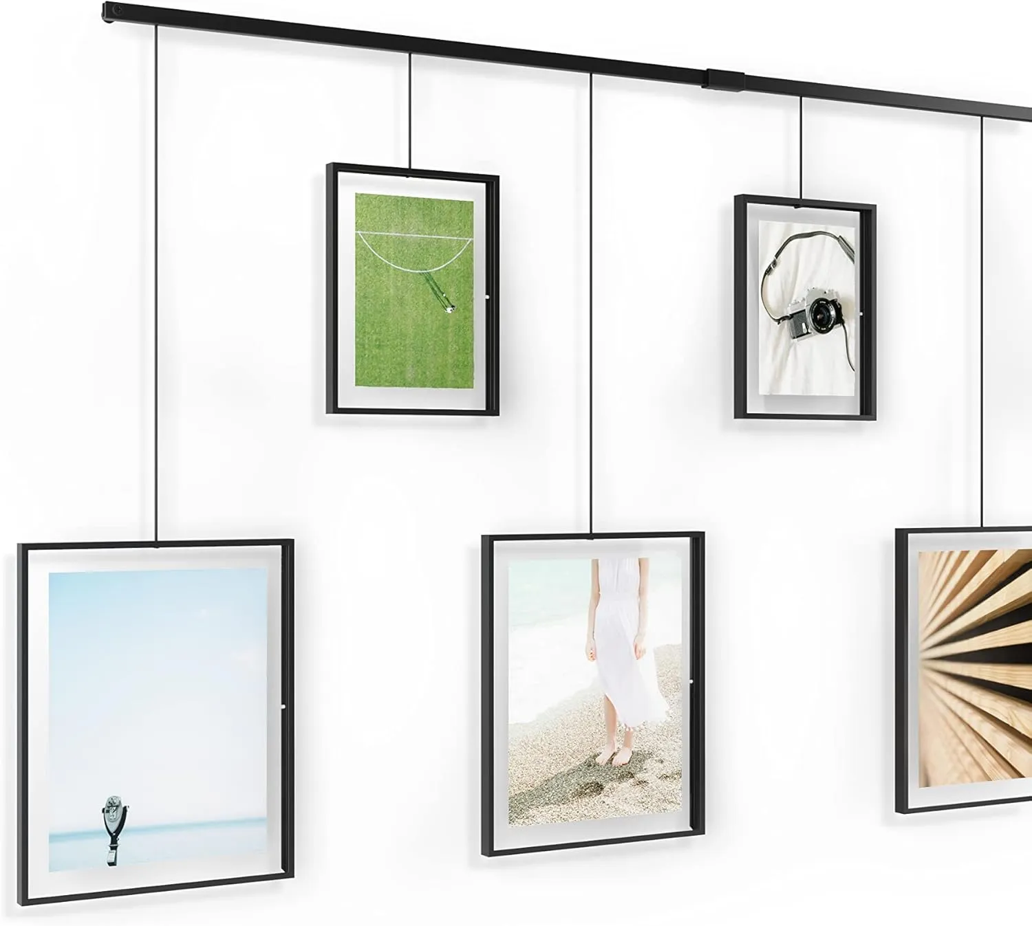 Umbra Exhibit Picture Frame Gallery Set, Adjustable Wall Collage Displays Nine Photos (Four 5x7" and Five 8x10"), Set of 9, Black