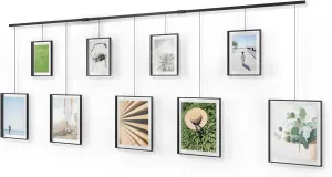 Umbra Exhibit Picture Frame Gallery Set, Adjustable Wall Collage Displays Nine Photos (Four 5x7" and Five 8x10"), Set of 9, Black