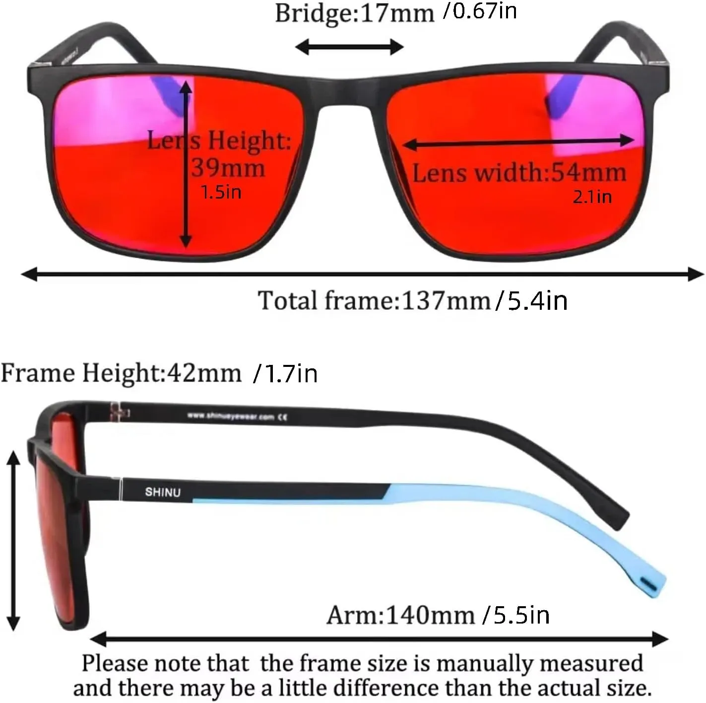 UMEINAC TECH Blue Light Glasses Men - Red Lens Sleep Glasses Blocking 550nm Blue/Green Light for Night Shift & Jet Lag Relief(C4 RED)