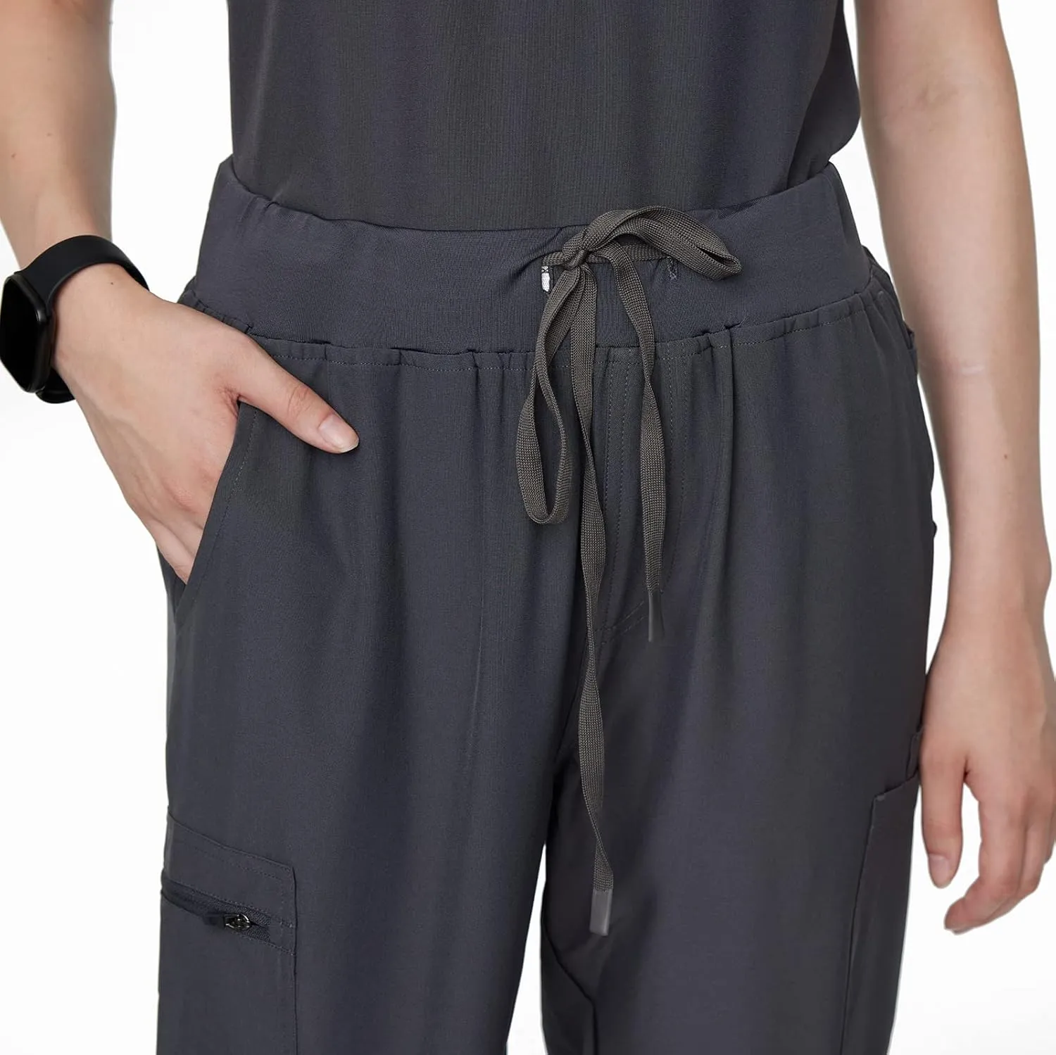 Uniforms World Horizon Scrubs Set for Women — Suit Stretch Top & Straight Pants with Multi Pocket, Yoga Waistband, 9 Pockets