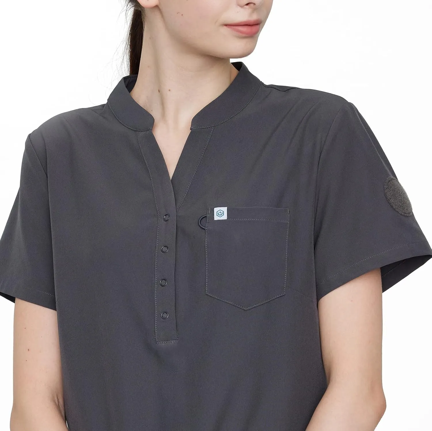 Uniforms World Horizon Scrubs Set for Women — Suit Stretch Top & Straight Pants with Multi Pocket, Yoga Waistband, 9 Pockets