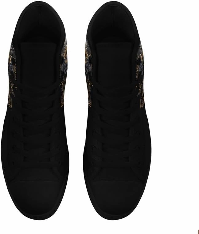 Unisex Fashion Skull High Top Sneakers Classic Lace-Up Canvas Shoes,Casual Cool Hip Hop Tennis Walking Shoes for Men Women