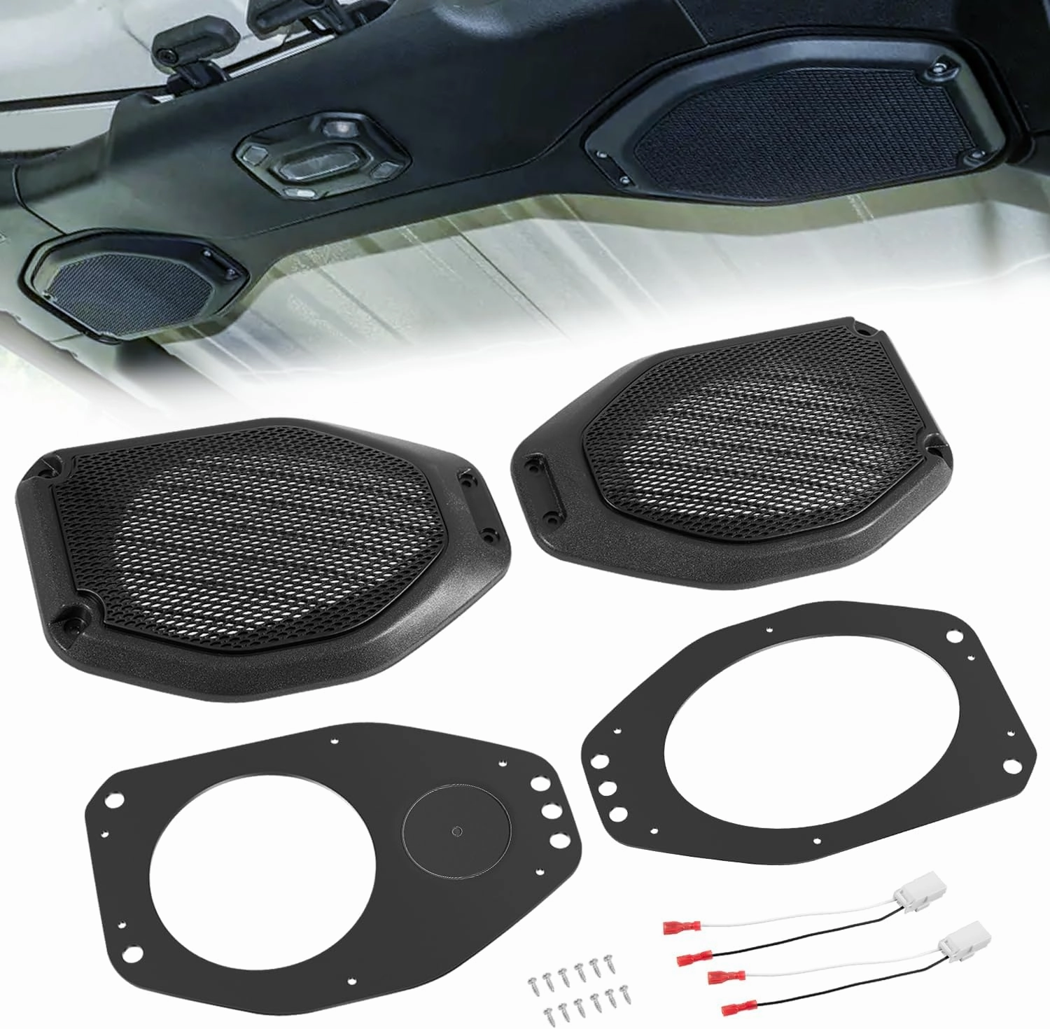 Upgrade 6.5" Sound Bar Speaker Pod Adapters with Tweeter Adapters Fit for Jeep Wrangler JL JLU Gladiator JT 2018-2023 Top Roof Left and Right Rear Speakers (Set of Two)