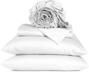 URBANHUT 800 Thread Count Egyptian Cotton Sheets Queen Size, Long Staple Bed Sheets, 4 Pc Bed Sheet Sets for Queen Size Bedding, Sateen Weave Luxury Hotel Bed Sheets Fits 16" Deep Pocket - White