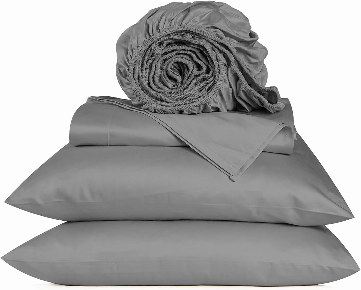 URBANHUT 800 Thread Count Egyptian Cotton Sheets King Size, Long Staple Soft & Breathable, 4 Pc Bed Sheet for King Size Bedding, Sateen Weave Luxury Hotel Bed Sheets Fits 16" Deep Pocket - Dark Grey
