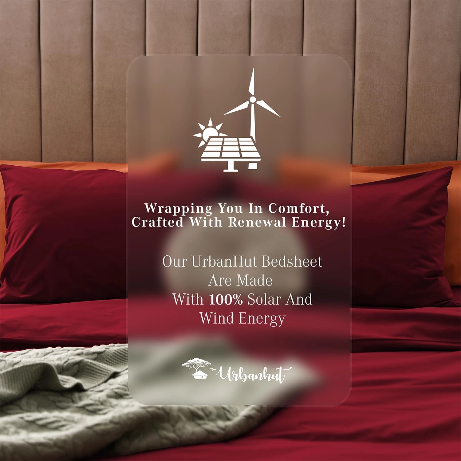 URBANHUT 800 Thread Count Egyptian Cotton Sheets Set Queen Size, Long Staple Sheets, 4 Pc Bed Sheet Sets for Queen Size Bed, Luxury Hotel Sateen Sheets Fits 16" Deep Pocket - Burgundy