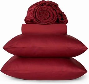 URBANHUT 800 Thread Count Egyptian Cotton Sheets Set Queen Size, Long Staple Sheets, 4 Pc Bed Sheet Sets for Queen Size Bed, Luxury Hotel Sateen Sheets Fits 16" Deep Pocket - Burgundy