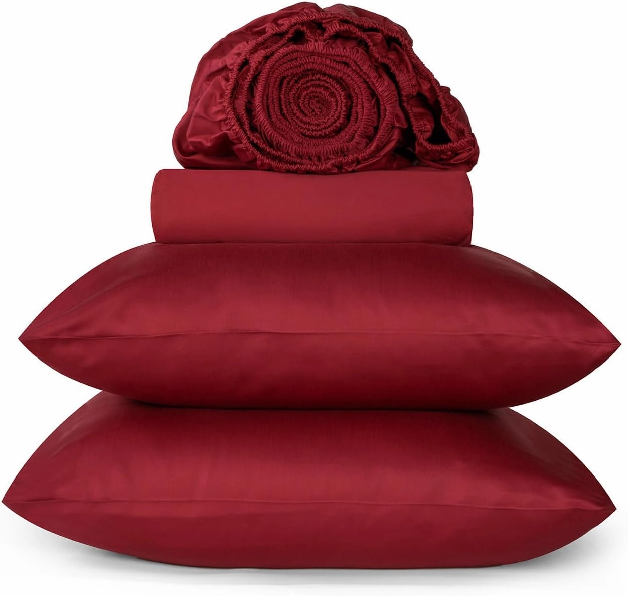 URBANHUT 800 Thread Count Egyptian Cotton Sheets Set Queen Size, Long Staple Sheets, 4 Pc Bed Sheet Sets for Queen Size Bed, Luxury Hotel Sateen Sheets Fits 16" Deep Pocket - Burgundy