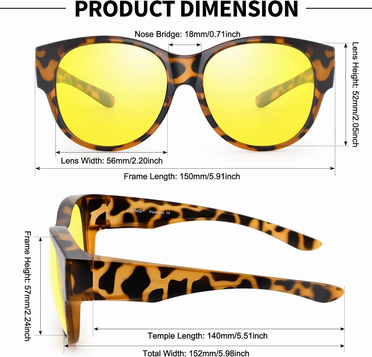 URUMQI Night Vision Driving Glasses for Women Anti-Glare Fit Over, Polarized Night Time HD Yellow Lens