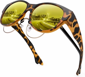 URUMQI Night Vision Driving Glasses for Women Anti-Glare Fit Over, Polarized Night Time HD Yellow Lens