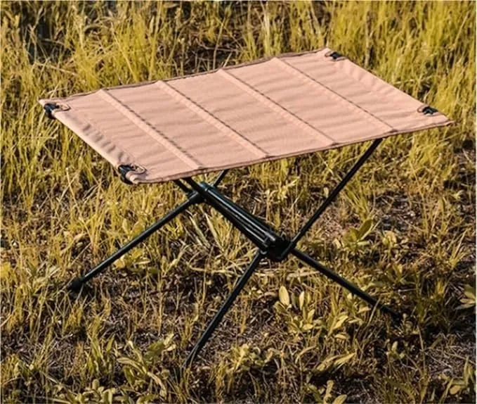 Usoway Portable Beach Table Camping Folding Table Lightweight Folding Fabric Table Aluminum Parallel Bars Camping Picnic Table Folding Camping Table (C : Khaki), 665599