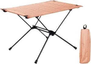 Usoway Portable Beach Table Camping Folding Table Lightweight Folding Fabric Table Aluminum Parallel Bars Camping Picnic Table Folding Camping Table (C : Khaki), 665599
