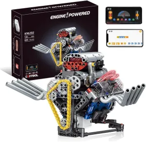 V8 Engine Model Kit That Works - DIY Car Engine Set for Programmable Control Operation for Adults,Visible Mini V8 Engine Scale Model Kit with Motor,Build Your Own STEM Model Engine(665pcs)
