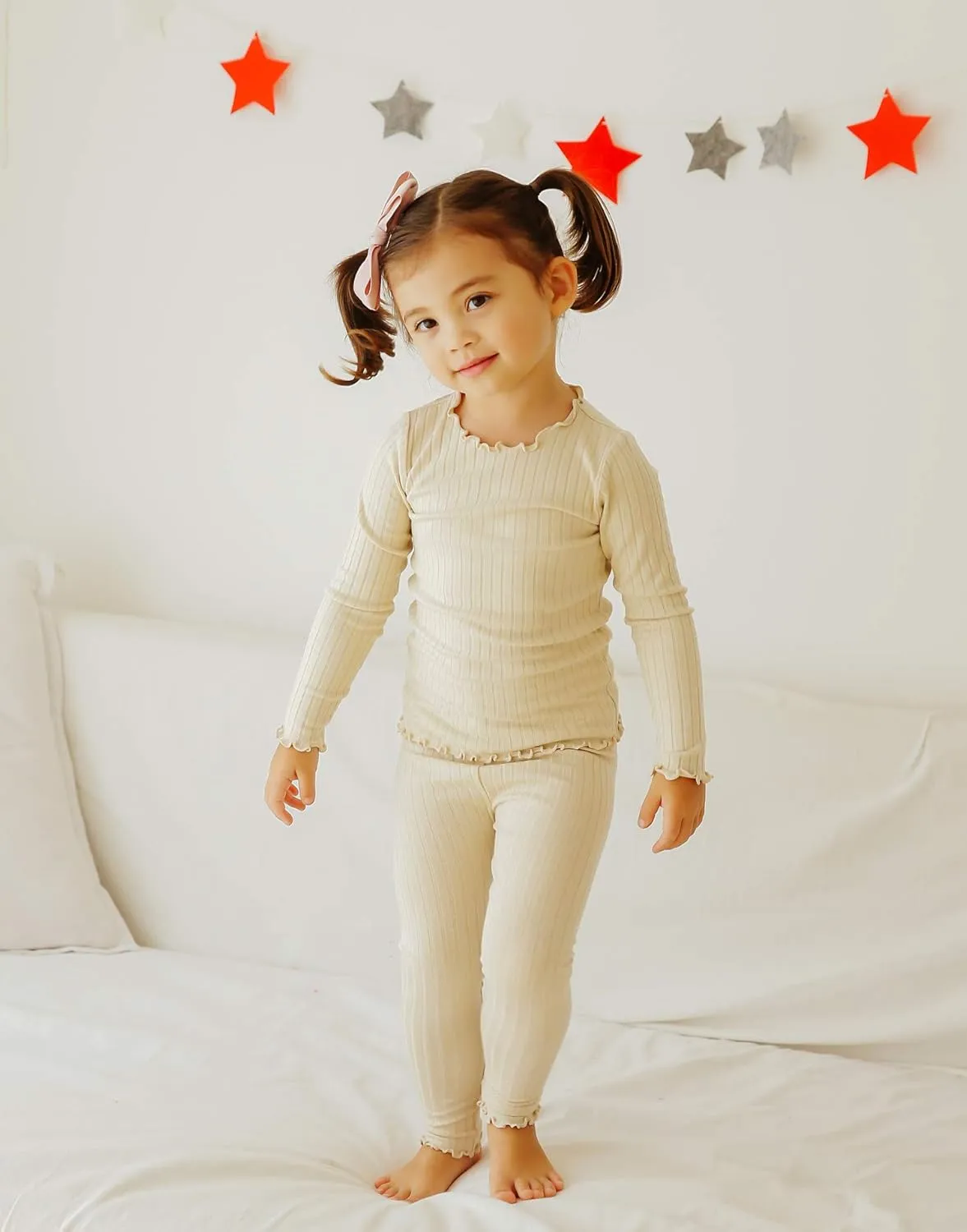 VAENAIT BABY 6M-12Y Kids Unisex Girls & Boys Soft Comfy Modal Tencel Shirring Sleepwear Pajamas 2pcs/4pcs Set