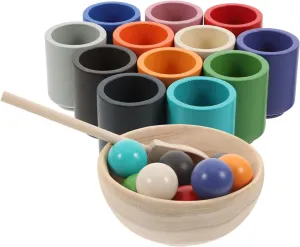 Vaguelly 1Set Wooden Color Sorting for Color Balls Cups Early Education Plaything Montessori Learning Development for Hand Eye Coordination Imaginative Play