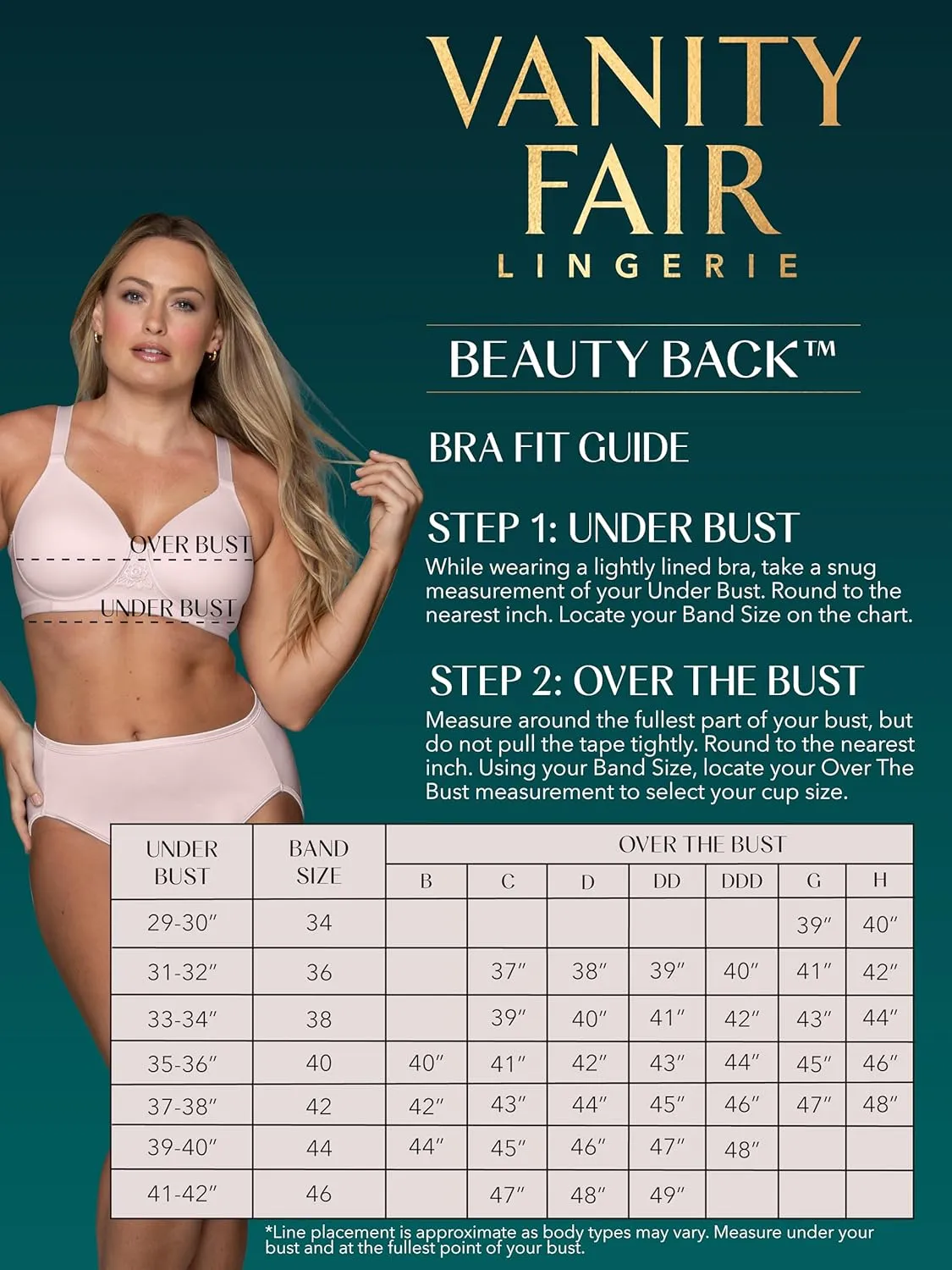 Vanity Fair Women's Full Figure Beauty Back Smoothing Bra, 4 Way Stretch Fabric, Lightly Lined Cups up to H