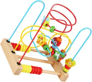 VANZACK Wooden Bead Maze for Colorful Bead Roller Activity for Skill Improvement Cognitive Development Wooden Shape Sorter Puzzle for Ages